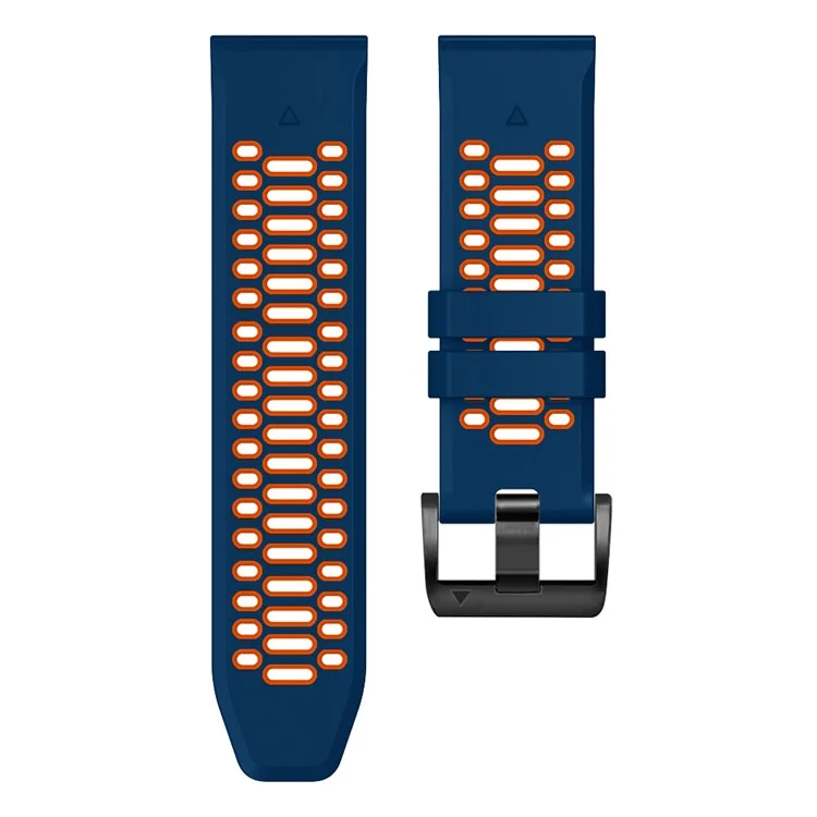 Para Garmin Fenix 7 / 7 Pro Correa de Reloj de Silicona 22 mm de Doble Color con 3 Filas de Agujeros - Zafiro+Naranja