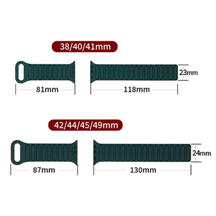 Para Apple Watch Series 10 42mm / 9 8 7 41mm / SE (2023) SE (2022) SE 6 5 4 40mm / 3 2 1 38mm Watchband Soft Silicone Magnetic Strap - Branco / Preto