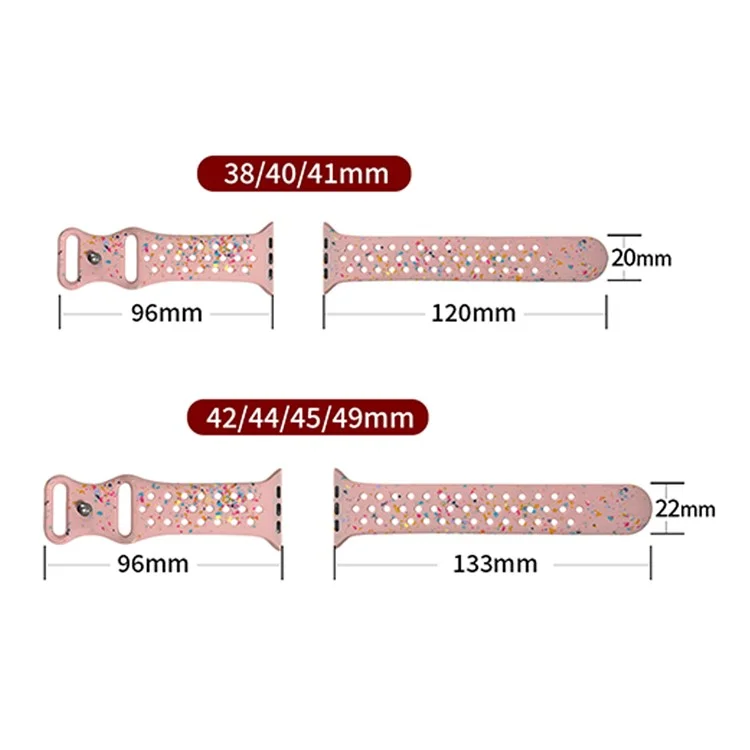 Para Apple Watch 10 46mm / Ultra 2 / Ultra 49mm / 9 8 7 45mm / SE (2023) SE (2022) SE 6 5 4 44mm / 3 2 1 42mm Confetti Decor Silicone Strap - Deep Pink