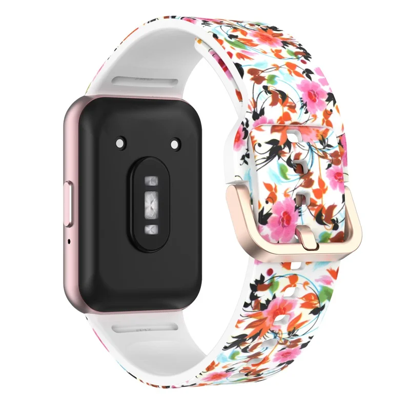 For Samsung Galaxy Fit3 Pattern Printing Silicone Strap Replacement Watch Band - Bird and Flower
