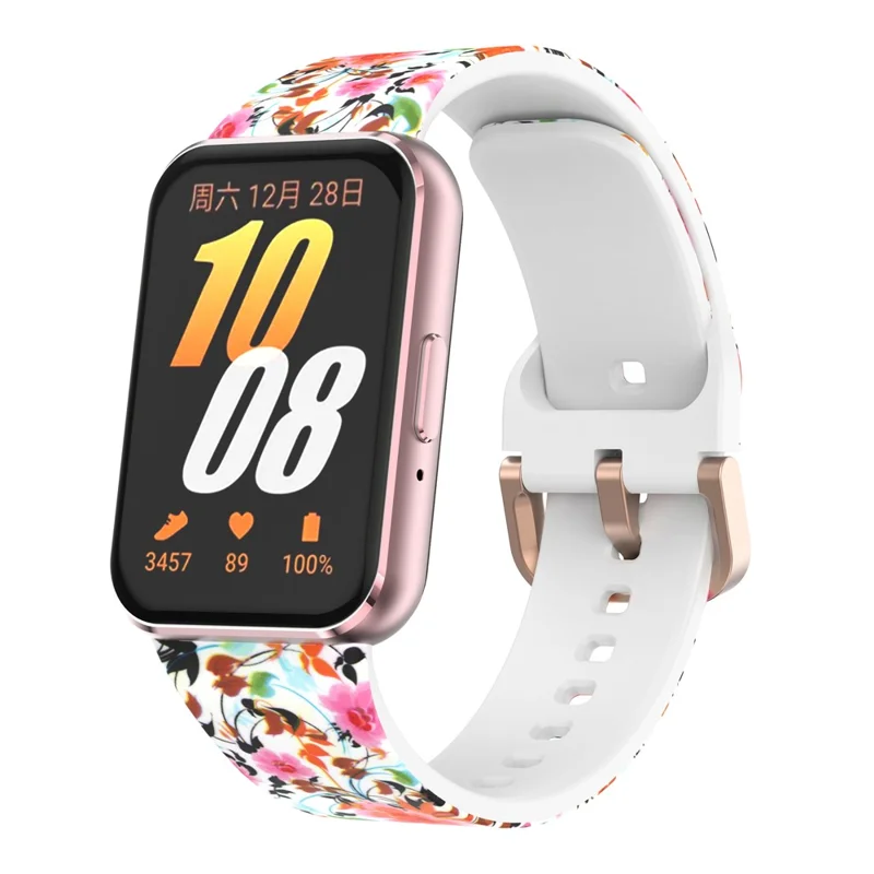 For Samsung Galaxy Fit3 Pattern Printing Silicone Strap Replacement Watch Band - Bird and Flower