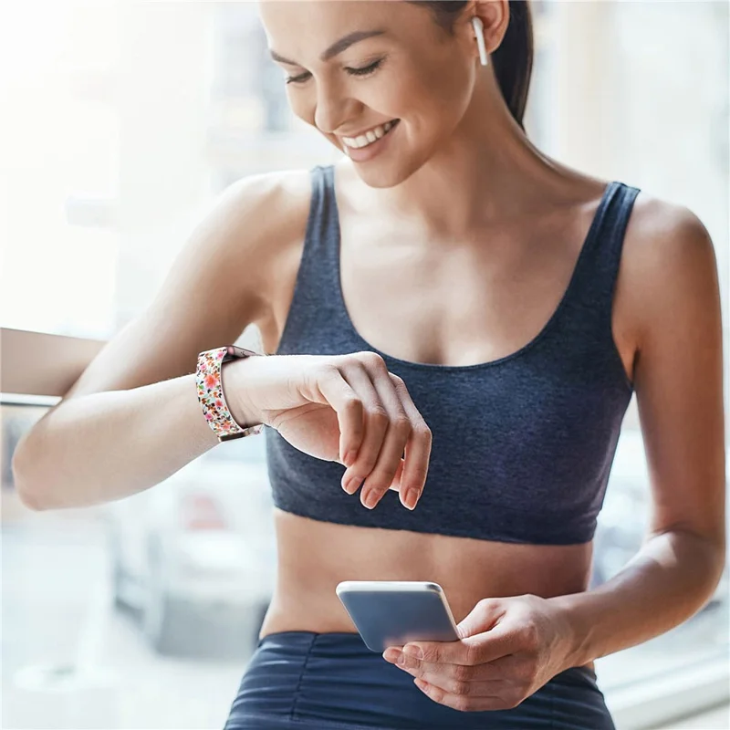 For Samsung Galaxy Fit3 Pattern Printing Silicone Strap Replacement Watch Band - Bird and Flower