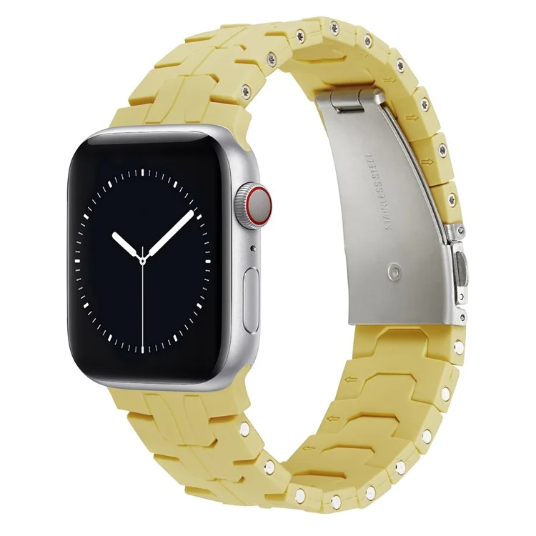For Apple Watch 10 46mm / Ultra 2 / Ultra 49mm / 9 8 7 45mm / SE (2023) SE (2022) SE 6 5 4 44mm / 3 2 1 42mm Silicone Watch Band - Yellow