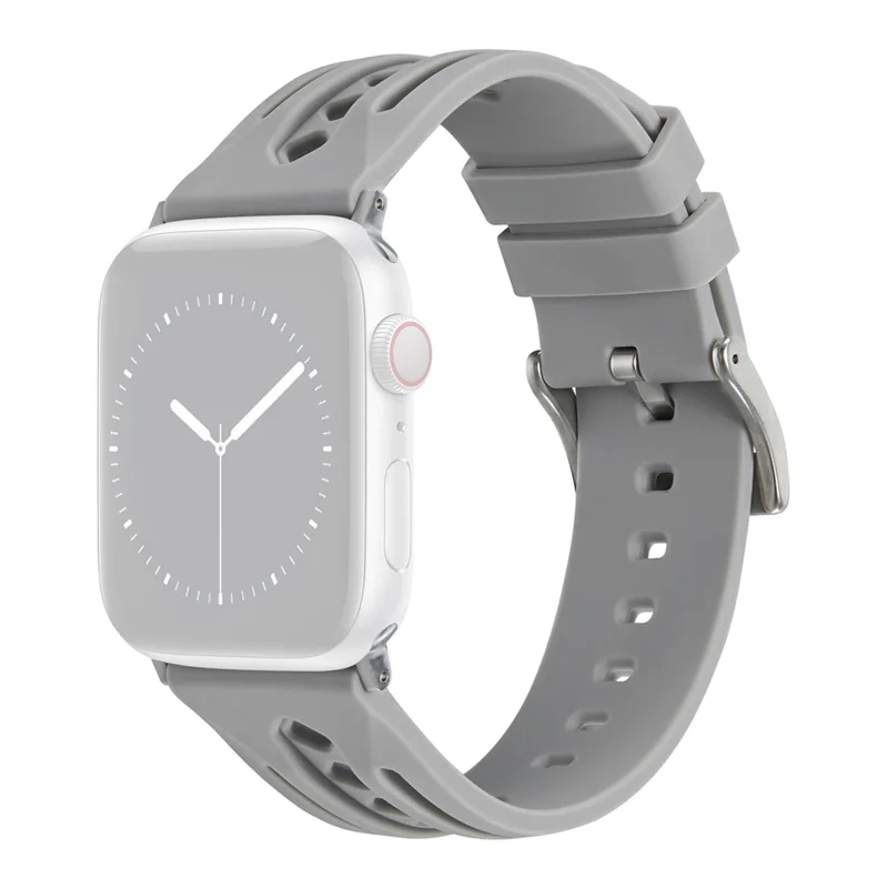 Pour Apple Watch 10 46 mm / Ultra 2 / Ultra 49 mm / 9 8 7 45 mm / SE (2023) SE (2022) SE 6 5 4 44 mm / 3 2 1 42 mm Bracelet de montre en silicone creux - Gris clair