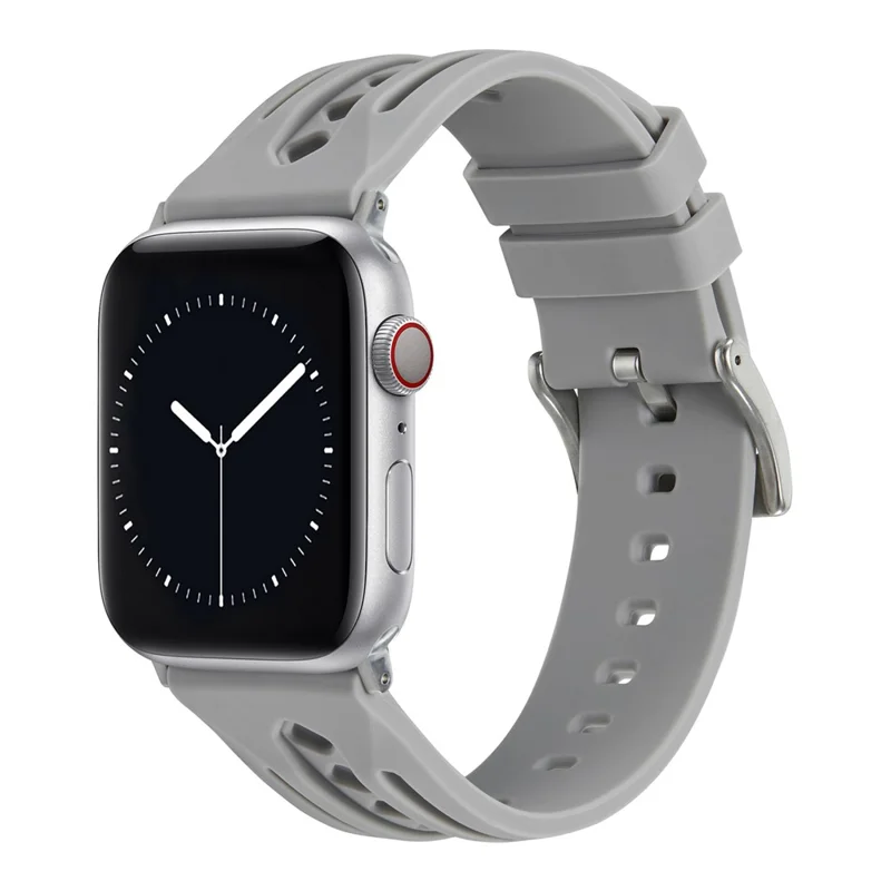 Pour Apple Watch 10 46 mm / Ultra 2 / Ultra 49 mm / 9 8 7 45 mm / SE (2023) SE (2022) SE 6 5 4 44 mm / 3 2 1 42 mm Bracelet de montre en silicone creux - Gris clair
