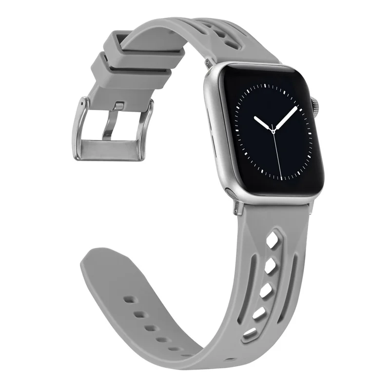 Pour Apple Watch 10 46 mm / Ultra 2 / Ultra 49 mm / 9 8 7 45 mm / SE (2023) SE (2022) SE 6 5 4 44 mm / 3 2 1 42 mm Bracelet de montre en silicone creux - Gris clair