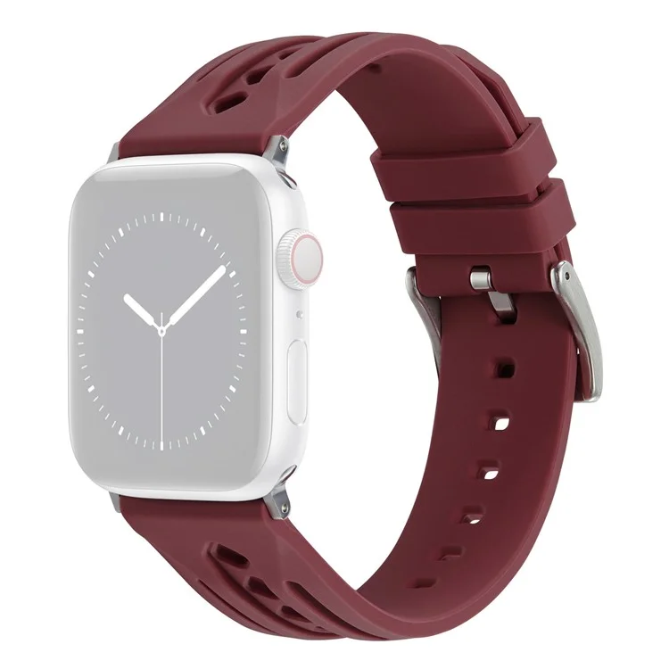 Watch Strap For Apple Watch Series 10 42mm / 9 8 7 41mm / SE (2023) SE (2022) SE 6 5 4 40mm / 3 2 1 38mm Hollow Silicone Band - Wine Red