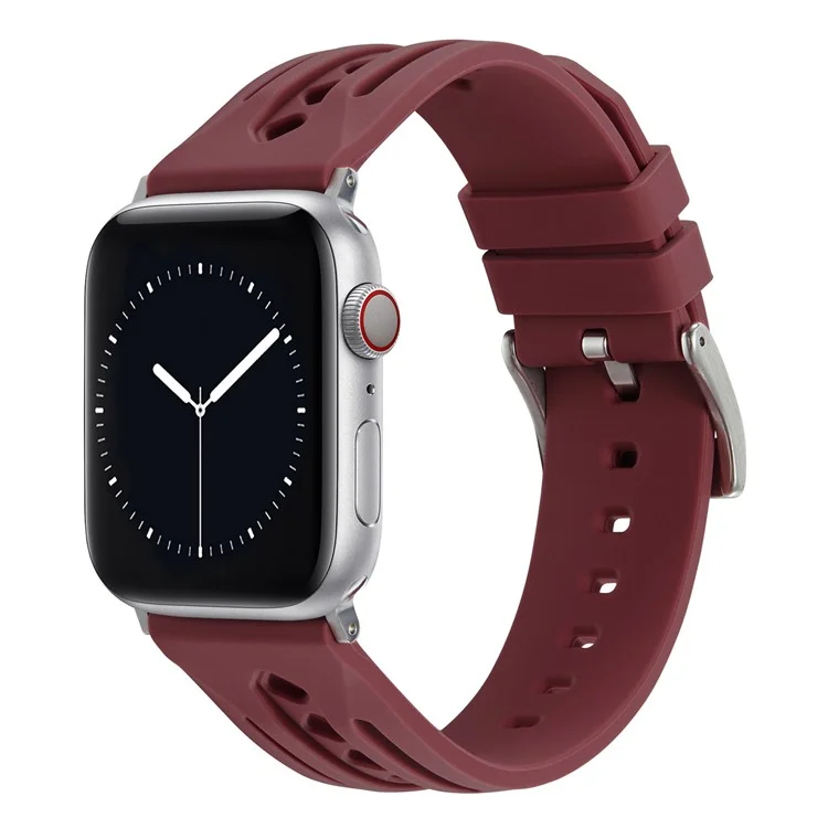 Watch Strap For Apple Watch Series 10 42mm / 9 8 7 41mm / SE (2023) SE (2022) SE 6 5 4 40mm / 3 2 1 38mm Hollow Silicone Band - Wine Red