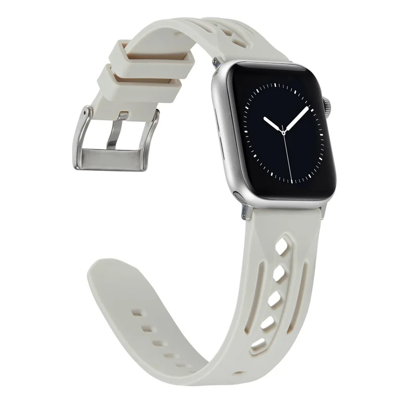 Uhrenarmband für Apple Watch Series 10 42 mm / 9 8 7 41 mm / SE (2023) SE (2022) SE 6 5 4 40 mm / 3 2 1 38 mm Hohles Silikonband - Sternenlicht