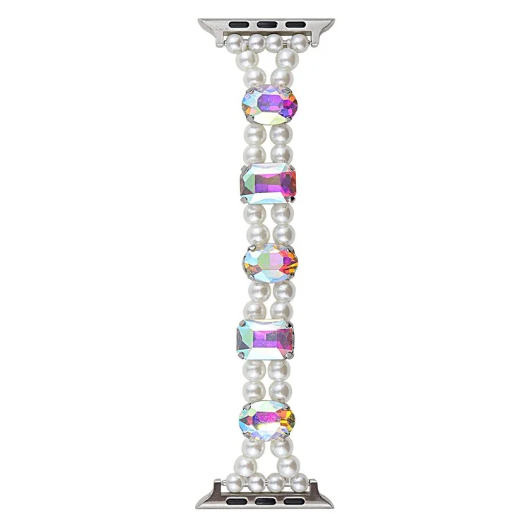 Correa de reloj para Apple Watch 10 46 mm / Ultra 2 / Ultra 49 mm / 9 8 7 45 mm / SE (2023) SE (2022) SE 6 5 4 44 mm / 3 2 1 42 mm - Estilo elástico / Láser Gem+White Pearl
