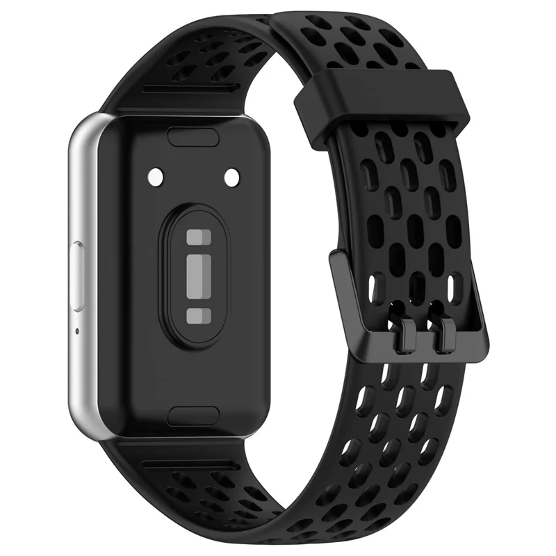 Für Samsung Galaxy Fit3 Strap Replacement Silicone Breathable Watch Armband - Schwarz