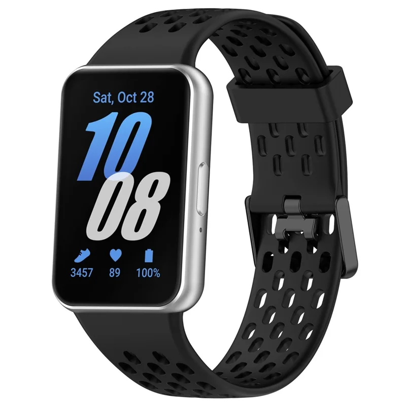 Für Samsung Galaxy Fit3 Strap Replacement Silicone Breathable Watch Armband - Schwarz