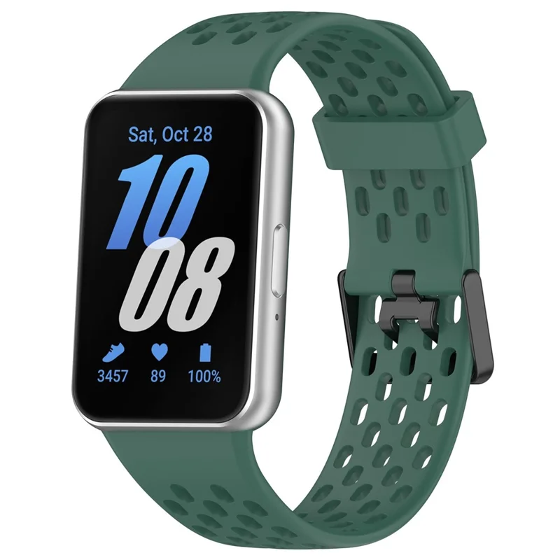 For Samsung Galaxy Fit3 Strap Replacement Silicone Breathable Watch Bracelet - Dark Green