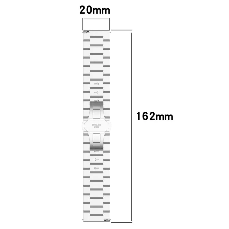 For Huawei Watch GT 3 42mm / GT 3 Pro 20mm Stainless Steel Watch Strap with Buckle - Silver