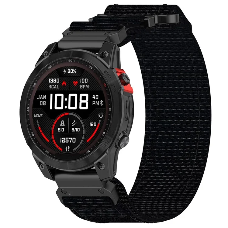 Для Garmin Fenix 7X / 7X Pro / Instinct 2X / Quickfit 26mm Nylon Sticker Wrist Strap - Black