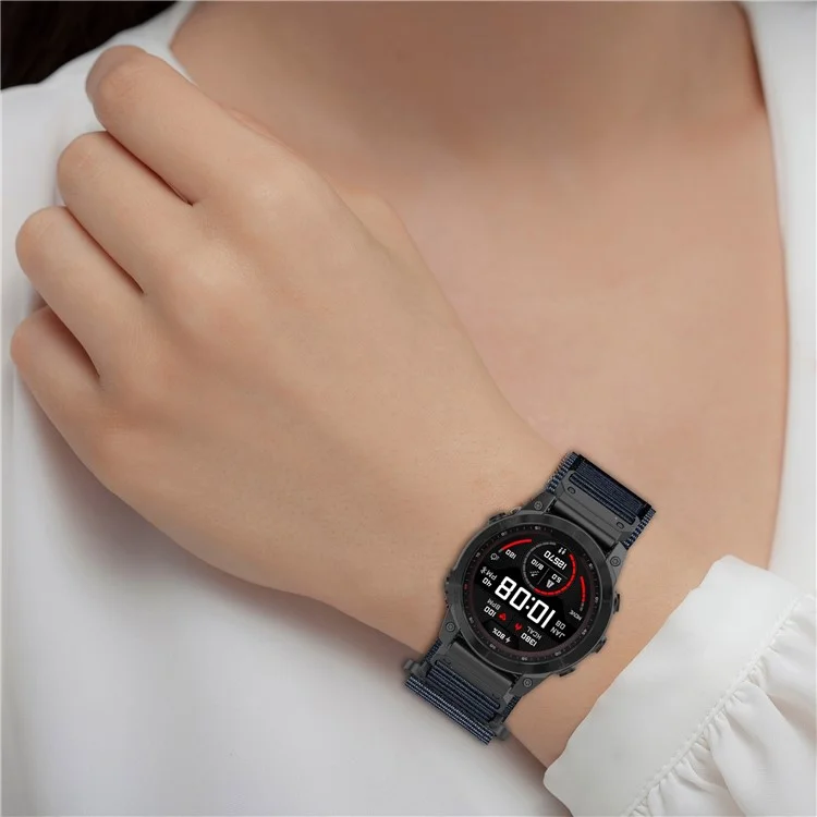 Для Garmin Fenix 7X / 7X Pro / Instinct 2X / Quickfit 26mm Nylon Sticker Wrist Strap - Black
