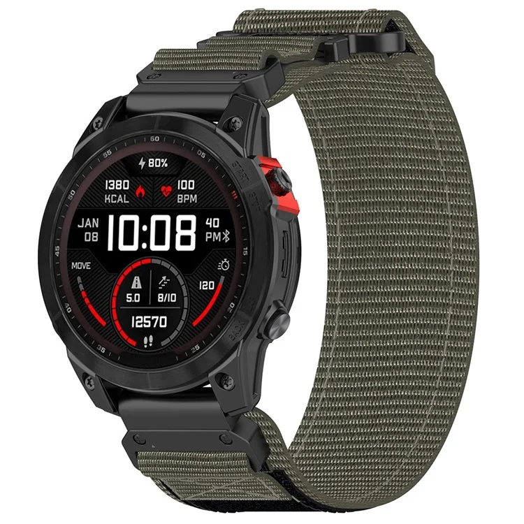 For Garmin Fenix 7X / 7X Pro / Instinct 2X / QuickFit 26mm Nylon Sticker Wrist Strap - Grey