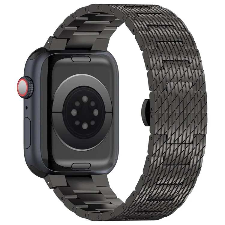 Für Apple Watch Series 10 42mm / 9 8 7 41mm / SE (2023) SE (2022) SE 6 5 4 40mm / 3 2 1 38mm Armband Textur Edelstahl Armband - Schwarz