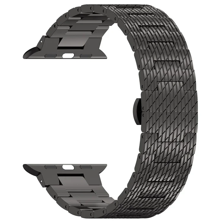 Für Apple Watch Series 10 42mm / 9 8 7 41mm / SE (2023) SE (2022) SE 6 5 4 40mm / 3 2 1 38mm Armband Textur Edelstahl Armband - Schwarz