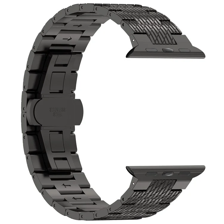 Für Apple Watch Series 10 42mm / 9 8 7 41mm / SE (2023) SE (2022) SE 6 5 4 40mm / 3 2 1 38mm Armband Textur Edelstahl Armband - Schwarz