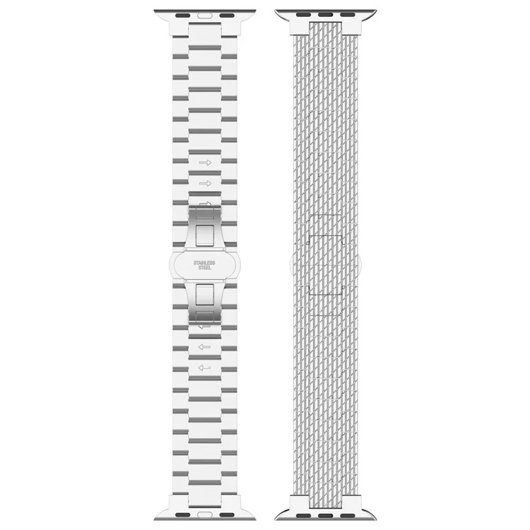 Für Apple Watch Series 10 42mm / 9 8 7 41mm / SE (2023) SE (2022) SE 6 5 4 40mm / 3 2 1 38mm Armband Textur Edelstahl Armband - Schwarz
