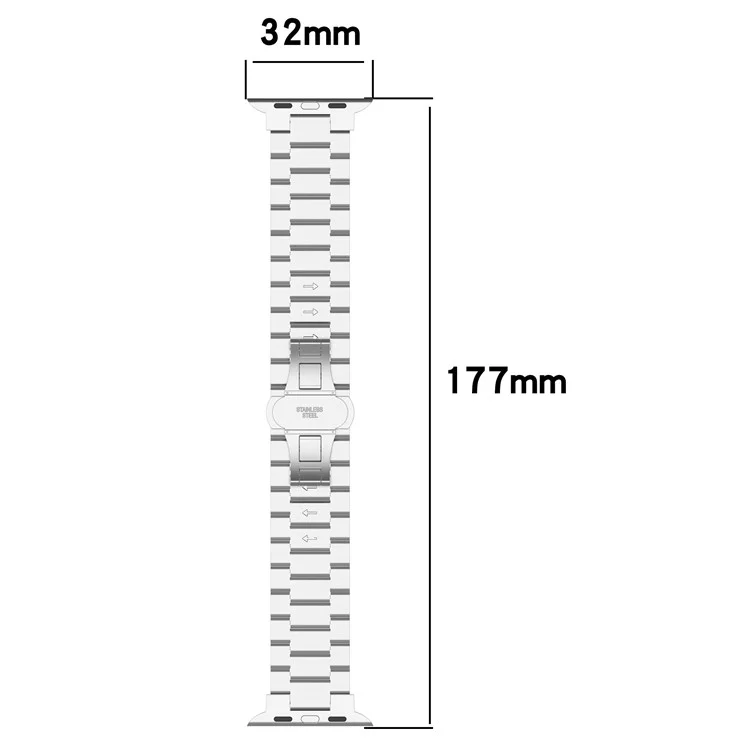 Für Apple Watch Series 10 42mm / 9 8 7 41mm / SE (2023) SE (2022) SE 6 5 4 40mm / 3 2 1 38mm Armband Textur Edelstahl Armband - Schwarz