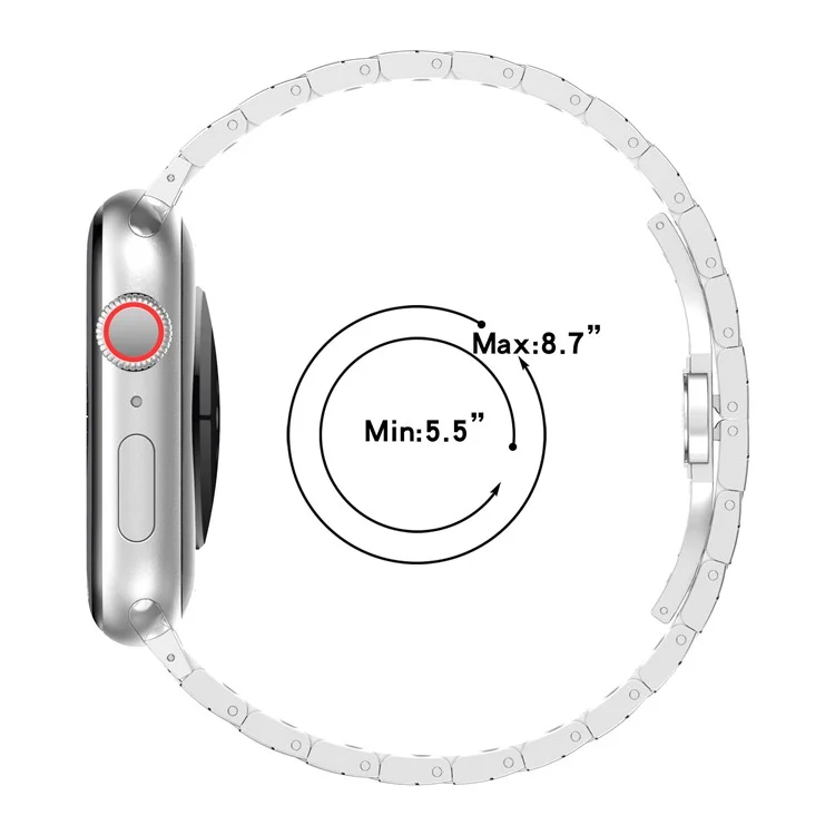 Für Apple Watch Series 10 42mm / 9 8 7 41mm / SE (2023) SE (2022) SE 6 5 4 40mm / 3 2 1 38mm Armband Textur Edelstahl Armband - Schwarz