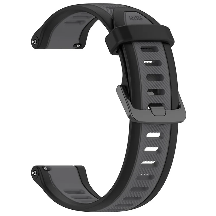 Для Huawei Watch GT 2 / 3 / 3 Pro / Samsung Galaxy Watch6 Classic Силиконовый ремешок 20мм Двухцветный текстурированный ремешок для часов - Черный / Темно-серый