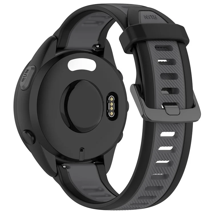 Pour Huawei Watch GT 4 46mm / Samsung Gear S3 Classic 22mm Bracelet de Montre Bicolore Texturé en Silicone - Noir+Gris Foncé