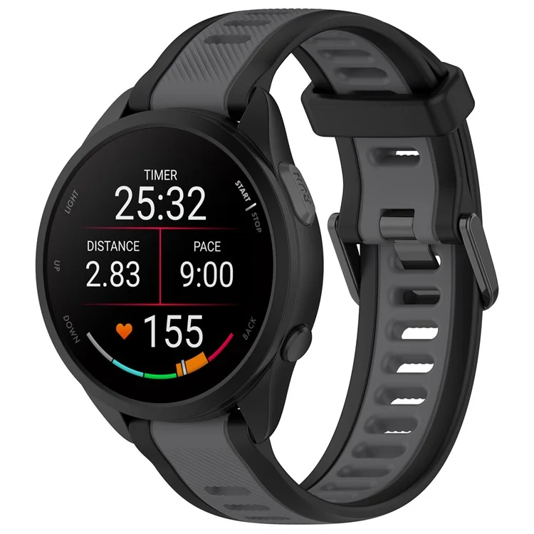 Pour Huawei Watch GT 4 46mm / Samsung Gear S3 Classic 22mm Bracelet de Montre Bicolore Texturé en Silicone - Noir+Gris Foncé