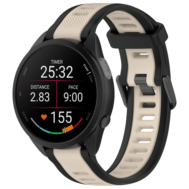 Für Huawei Watch GT 4 41mm / Garmin Venu 3S Silikon-Uhrenarmbänder in Zweifarbig 18mm Strukturierte Armband - Schwarz+Sternlicht