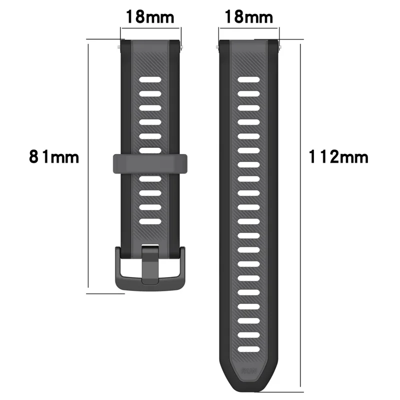 Für Huawei Watch GT 4 41mm / Garmin Venu 3S Silikon-Uhrenarmbänder in Zweifarbig 18mm Strukturierte Armband - Schwarz+Sternlicht