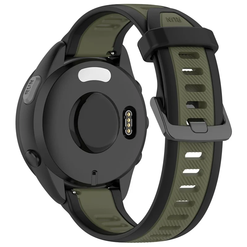 Pour Huawei Watch GT 4 41mm / Garmin Venu 3S Bracelets de montre en silicone bicolores 18mm texturés - Noir+Vert jungle