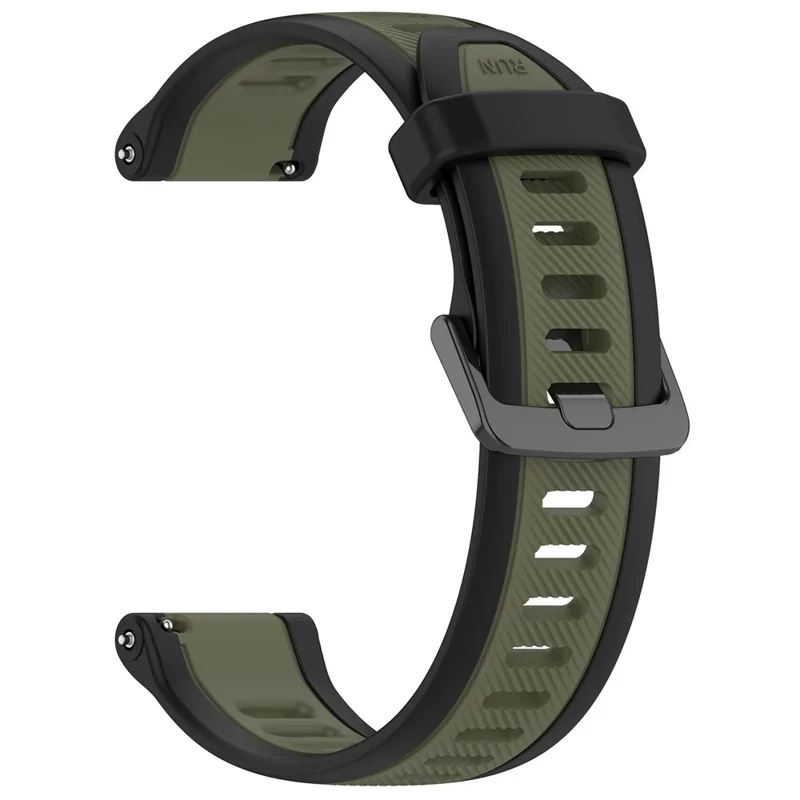 Pour Huawei Watch GT 4 41mm / Garmin Venu 3S Bracelets de montre en silicone bicolores 18mm texturés - Noir+Vert jungle