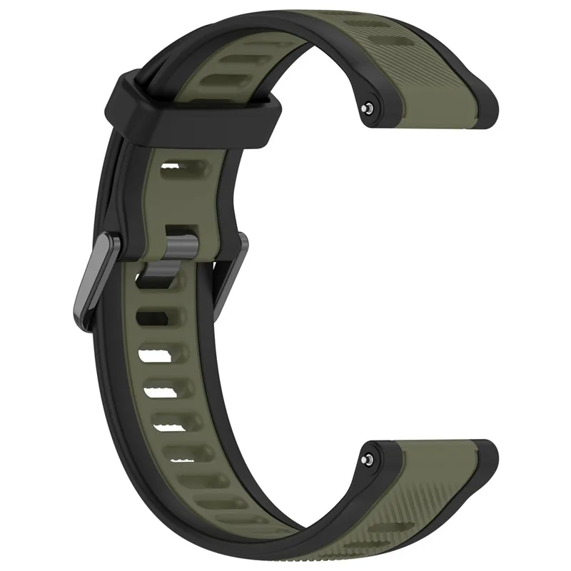 Pour Huawei Watch GT 4 41mm / Garmin Venu 3S Bracelets de montre en silicone bicolores 18mm texturés - Noir+Vert jungle