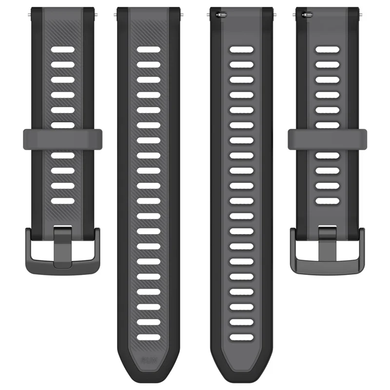 Pour Huawei Watch GT 4 41mm / Garmin Venu 3S Bracelets de montre en silicone bicolores 18mm texturés - Noir+Vert jungle