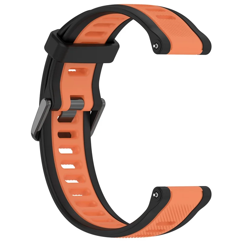 Для Huawei Watch GT 4 41мм / Garmin Venu 3S силиконовые ремешки для часов двухцветные 18мм текстурированный ремешок - черный+оранжевый