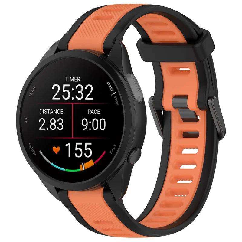 Для Huawei Watch GT 4 41мм / Garmin Venu 3S силиконовые ремешки для часов двухцветные 18мм текстурированный ремешок - черный+оранжевый