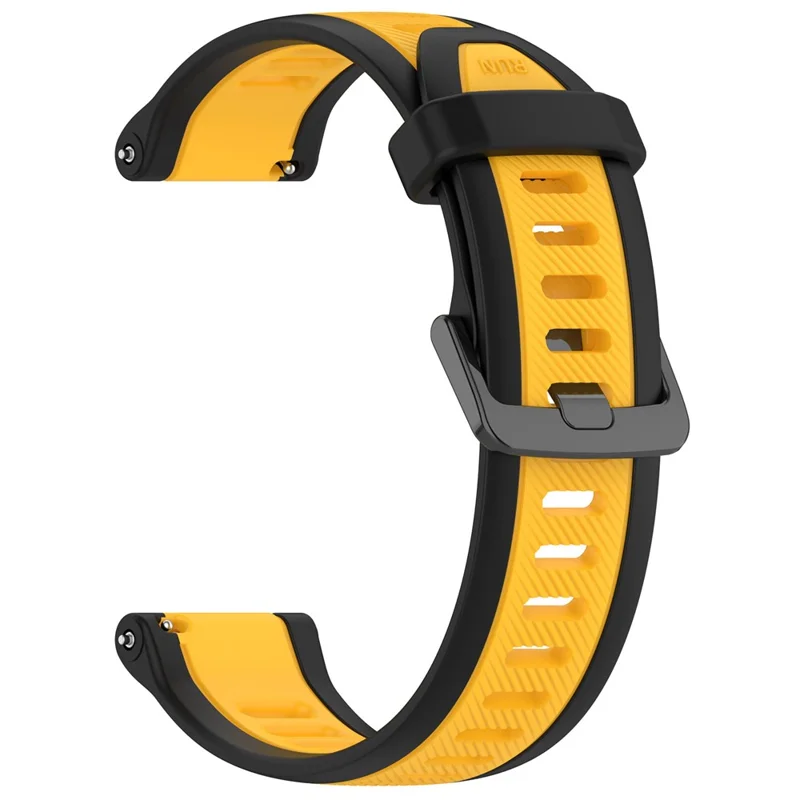 Para Huawei Watch GT 4 41mm / Garmin Venu 3S Pulseira de Relógio de Silicone Bicolor 18mm Texturizada - Preto+Amarelo