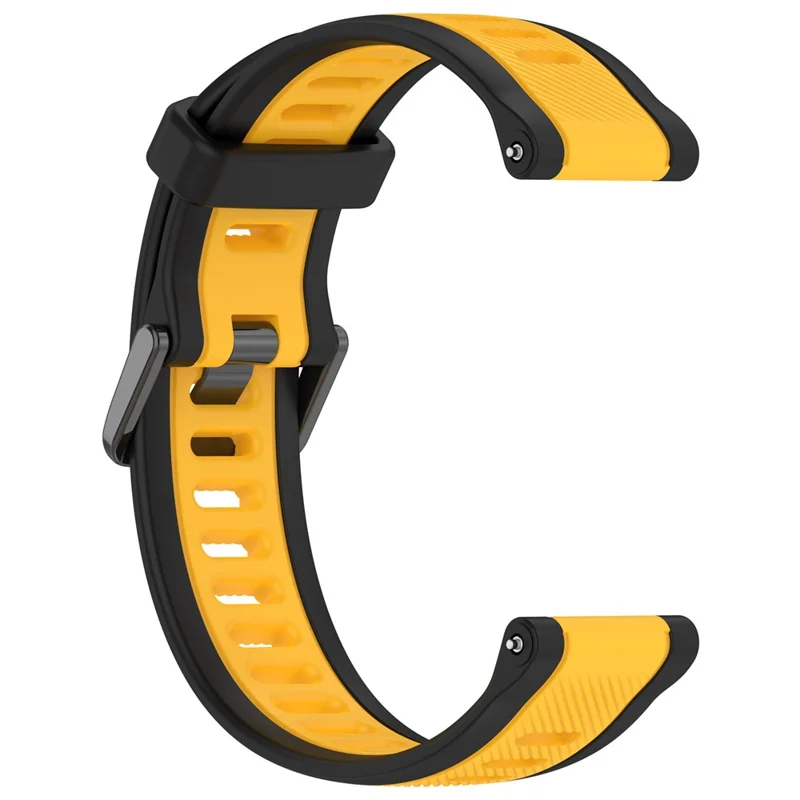 Para Huawei Watch GT 4 41mm / Garmin Venu 3S Pulseira de Relógio de Silicone Bicolor 18mm Texturizada - Preto+Amarelo