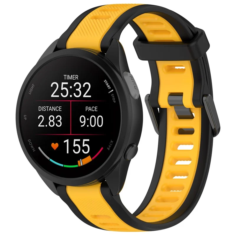 Para Huawei Watch GT 4 41mm / Garmin Venu 3S Pulseira de Relógio de Silicone Bicolor 18mm Texturizada - Preto+Amarelo