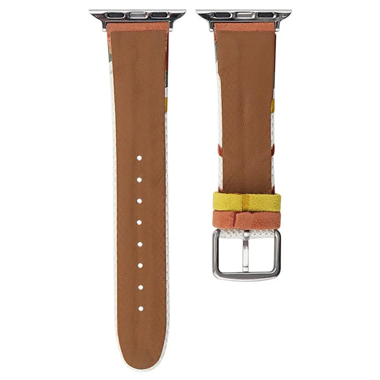 Per Apple Watch Series 10 42mm / 9 8 7 41mm / SE (2023) SE (2022) SE 6 5 4 40mm / 3 2 1 38mm Maglia+Cinturino in Pelle - Grigio+Nero (Fibbia Nera)