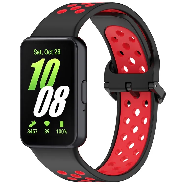 For Samsung Galaxy Fit3 Silicone Watch Bands Dual-Color Wrist Straps Replacement Parts - Black+Red