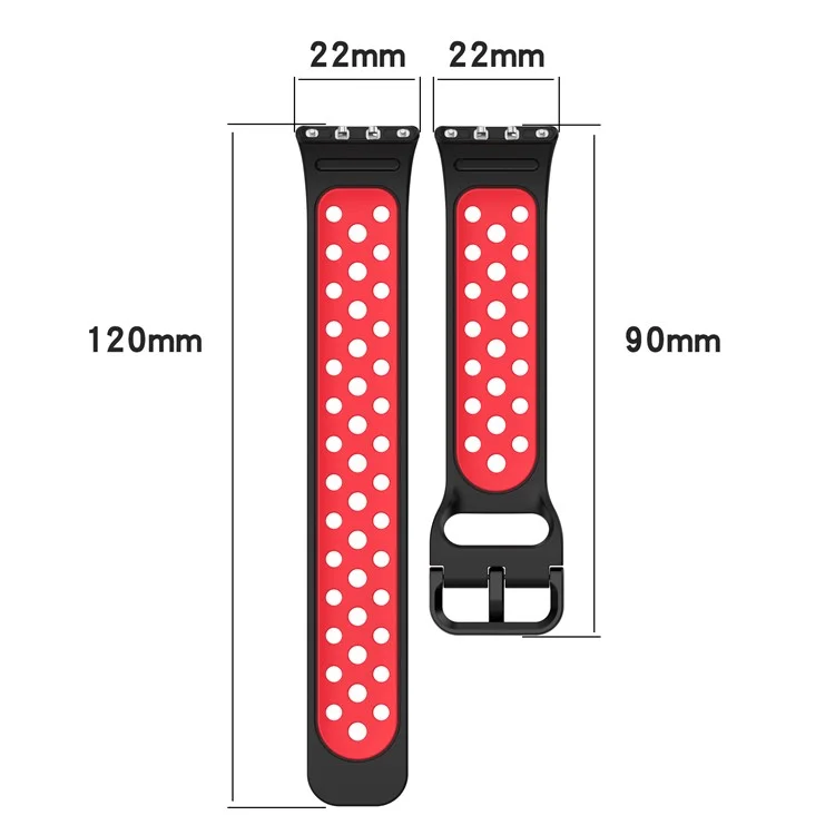 For Samsung Galaxy Fit3 Silicone Watch Bands Dual-Color Wrist Straps Replacement Parts - Black+Red