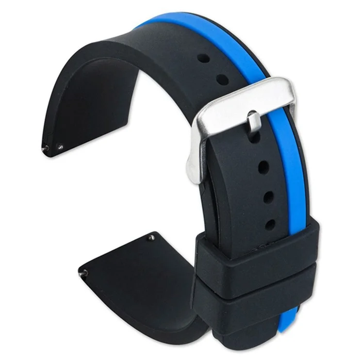 Pour Huawei Watch GT 2 / 3 / 3 Pro / Samsung Galaxy Watch6 Classic Remplacement Bracelet Sangle en Silicone Bicolore - Noir / Bleu