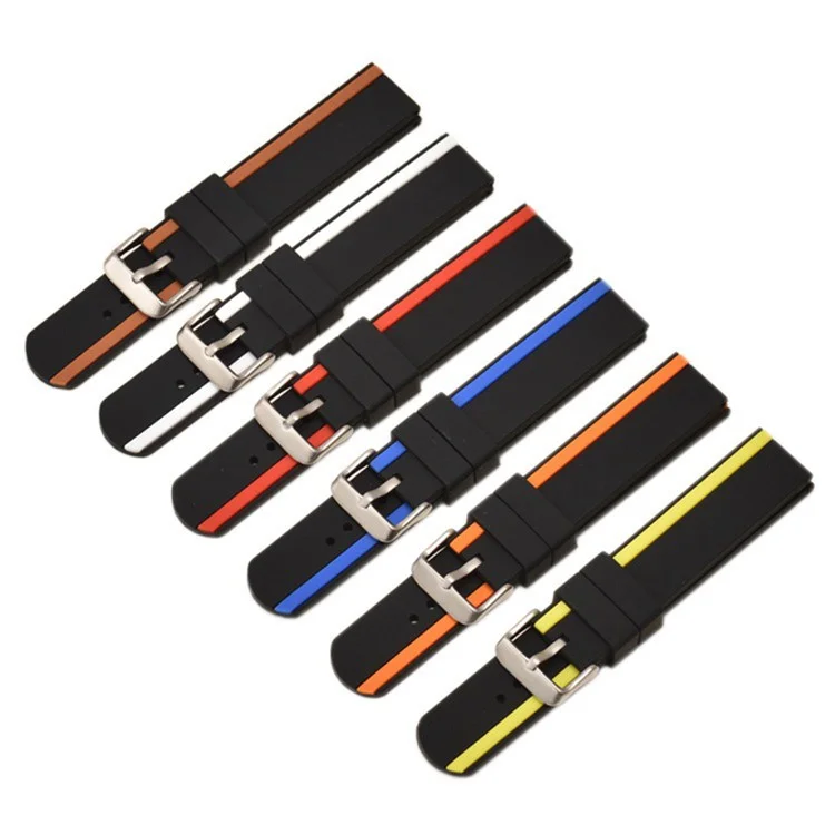 Pour Huawei Watch GT 2 / 3 / 3 Pro / Samsung Galaxy Watch6 Classic Remplacement Bracelet Sangle en Silicone Bicolore - Noir / Bleu