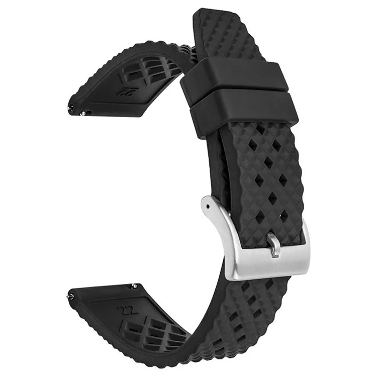 Pour Huawei Watch GT 4 46mm / 4 Pro Bracelet 22mm Fluorubber - Noir+Boucle Argent