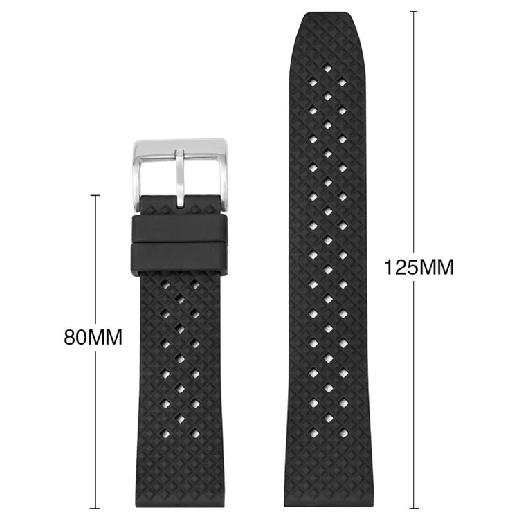 Pour Huawei Watch GT 4 46mm / 4 Pro Bracelet 22mm Fluorubber - Noir+Boucle Argent