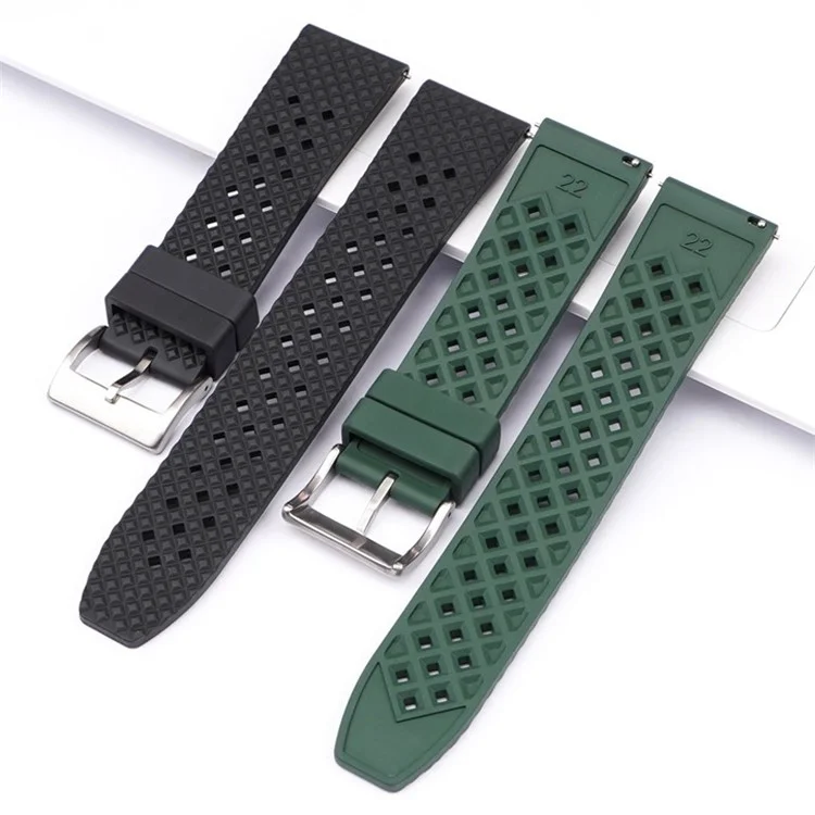 For Garmin Venu 3S / Watch GT 4 41mm Replacement Wrist Band 18mm Fluorubber Watch Strap - Black+Silver Buckle