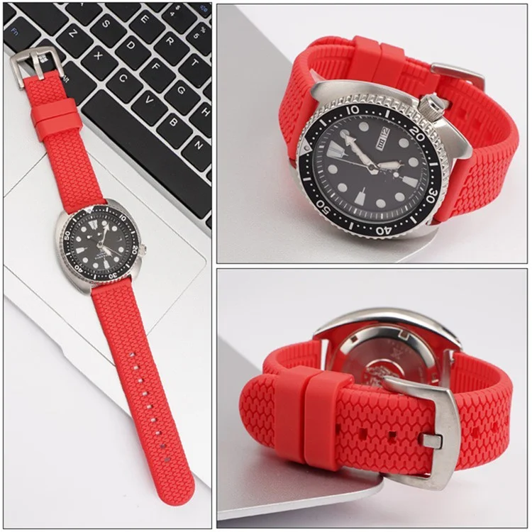 Pour Huawei Watch GT 4 46mm / 4 Pro / 4 41mm Bracelet Montre en Caoutchouc 22mm Remplacement Sangle - Rouge+Argent